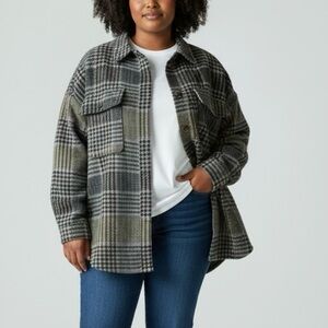 First Love by Lovelyn Cozy Plaid Relaxed Fit Top in Grey Women’s Size L